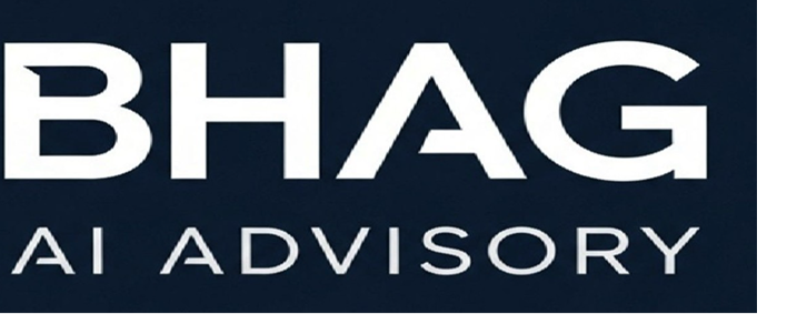 BHAG AI Advisory logo on dark background.